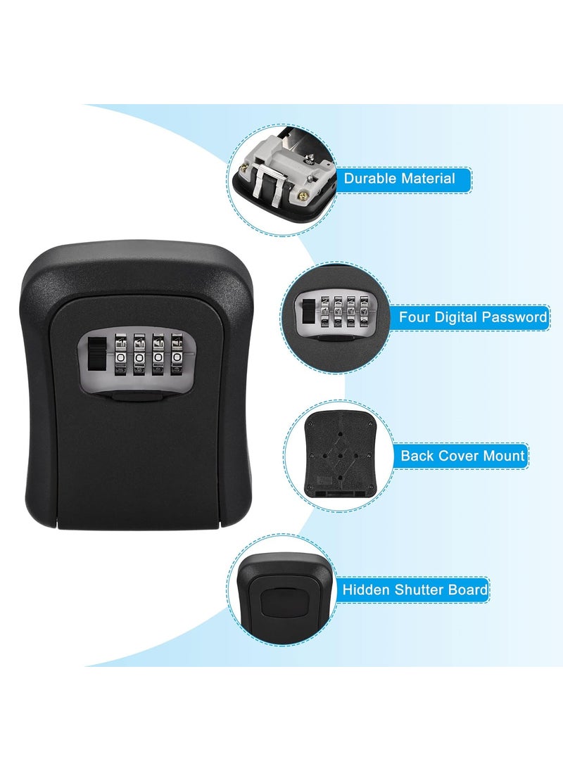 MEZON - MEZON Combination Key Safe Box Outdoor Storage Box with Code Combination Password Security Lock Key Safe Lock Box for Outside Home office and Garage Black - Image 1