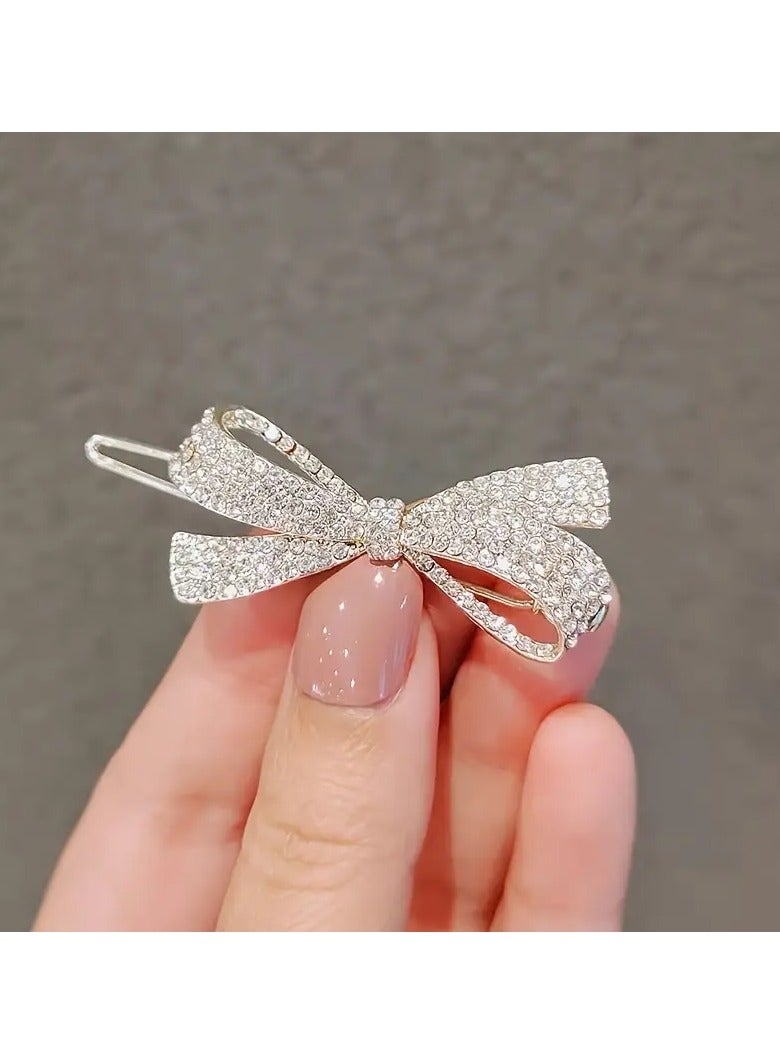 Goolsky 1pc Elegant Vintage Versatile Rhinestone Bow Hair Clip, Men And Women Style Hair Accessories, Gift Photo Props - Image 1