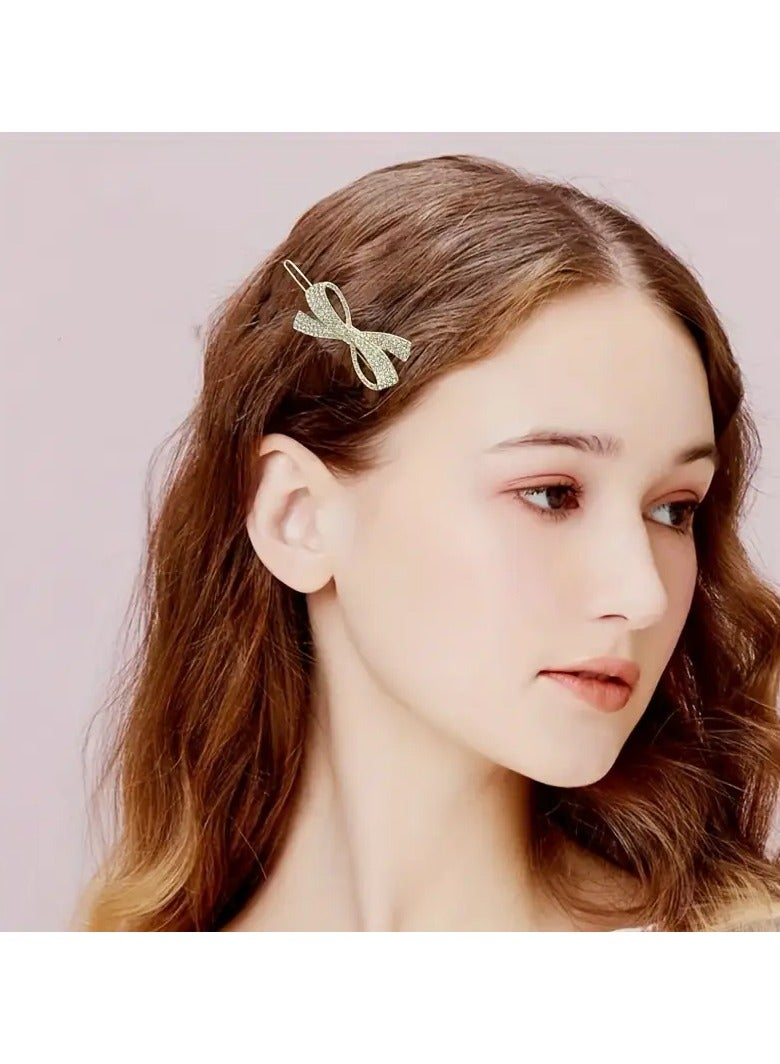 Goolsky 1pc Elegant Vintage Versatile Rhinestone Bow Hair Clip, Men And Women Style Hair Accessories, Gift Photo Props - Image 2