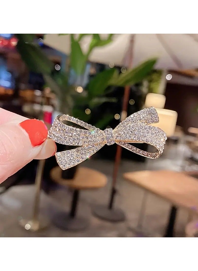Goolsky 1pc Elegant Vintage Versatile Rhinestone Bow Hair Clip, Men And Women Style Hair Accessories, Gift Photo Props - Image 4