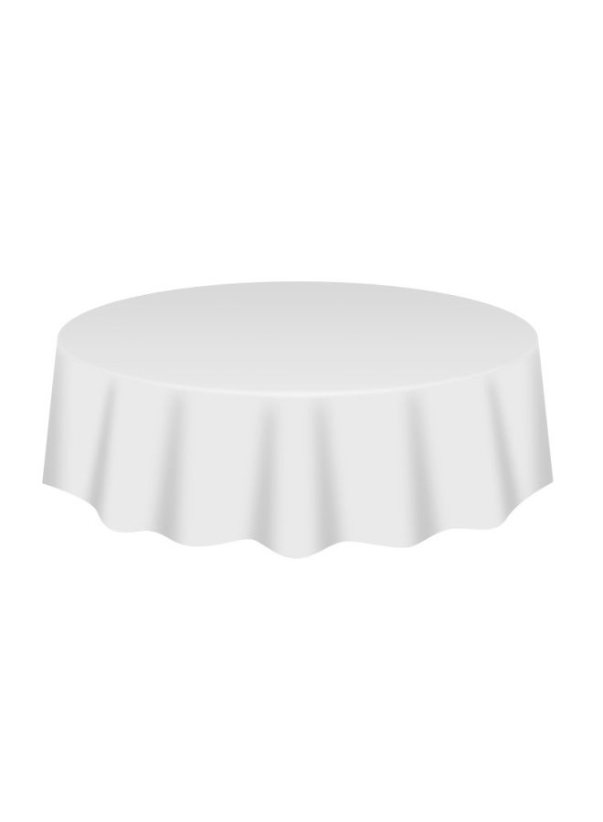 Round Table Solid Color Tablecloth Disposable Round Table Tablecloth Simple Style High-class Wedding Banquet Table Set Table Skirt Round Tablecloth-Colour:White-Specification:84inch /213cm - Image 1