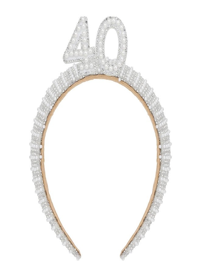 ANBALA 40th Birthday Pearl Headband Fabulous 40th Birthday Decorations for Women 40 Gifts - Image 1