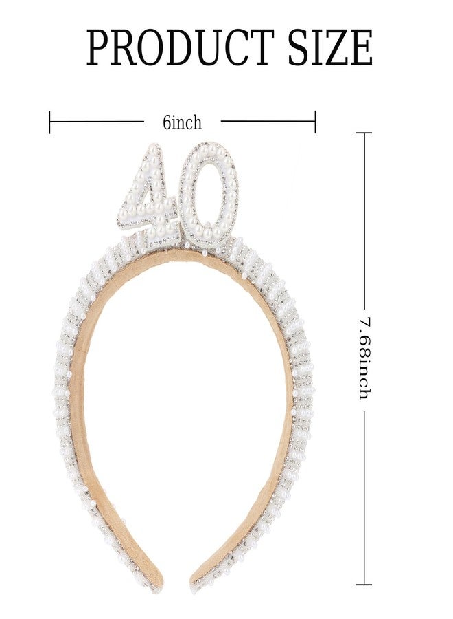 ANBALA 40th Birthday Pearl Headband Fabulous 40th Birthday Decorations for Women 40 Gifts - Image 2
