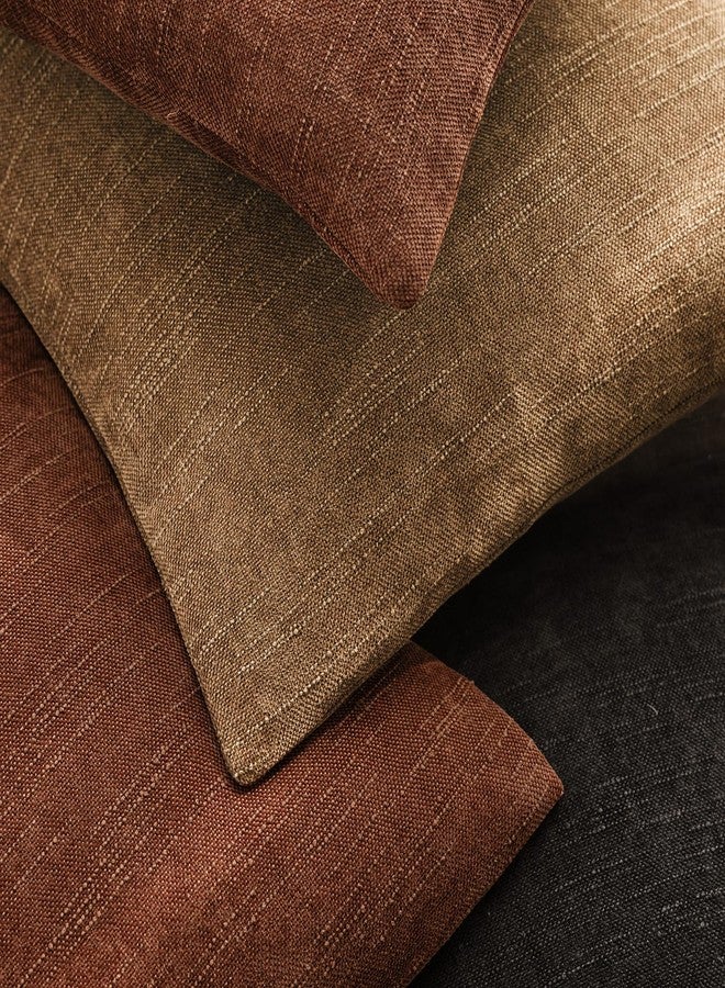 Foindtower Pack of 2 Textured Chenille Throw Decorative Pillow Covers Square Accent Solid Cushion Cover Neutral Farmhouse Lumbar Pillow Case for Couch Sofa Bedroom Living Room 12x20 Inch,Red Taupe - Image 4