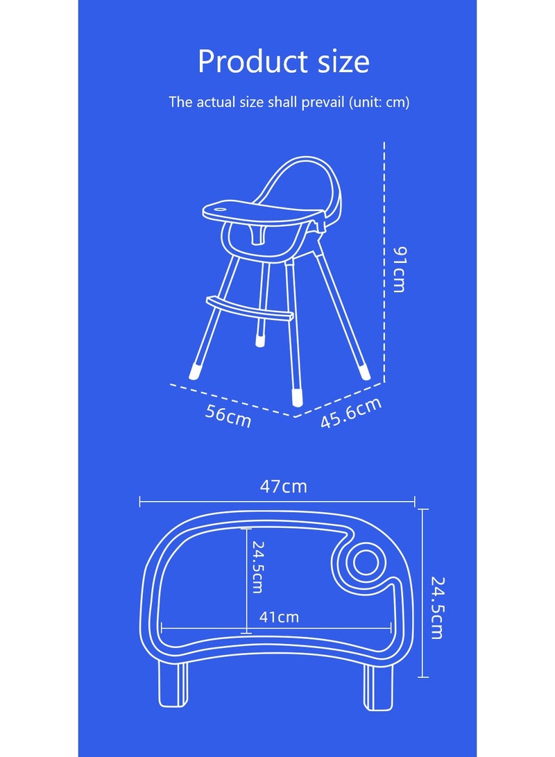 3-in-1 Portable Baby Dining Chair with Adjustable Height – Foldable Toddler Seat with Safe Meal Tray – Easy to Clean, Adjustable Baby High Chair for 0-6 Years (White) - Image 2