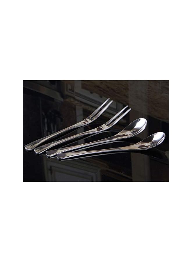 S-TOP 5.3in 4-Piece Flatware Set Silver 18/10 Stainless Steel 2 Forks and 2 Spoons Set Salad FoTeaspoon Cocktail FoCoffee Spoon Serving Spoon Appetizer Fork - Image 2