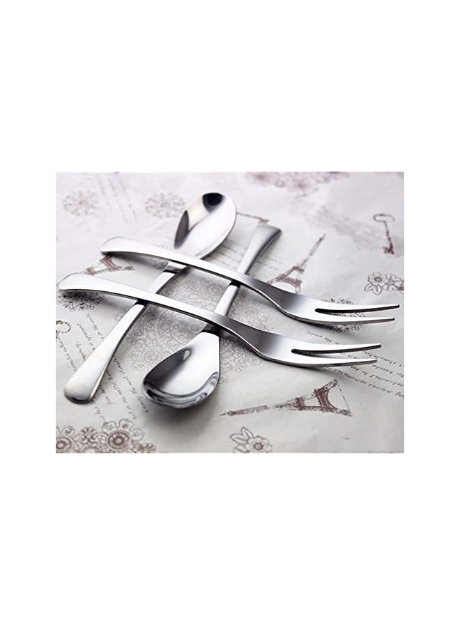 S-TOP 5.3in 4-Piece Flatware Set Silver 18/10 Stainless Steel 2 Forks and 2 Spoons Set Salad FoTeaspoon Cocktail FoCoffee Spoon Serving Spoon Appetizer Fork - Image 3