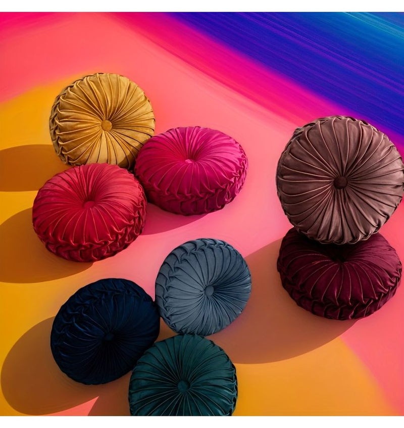Burgundy 13.78 Inch Nordic Round Pumpkin Pillow For Sofa Cushion Bay Window Or Home Decor - Image 2