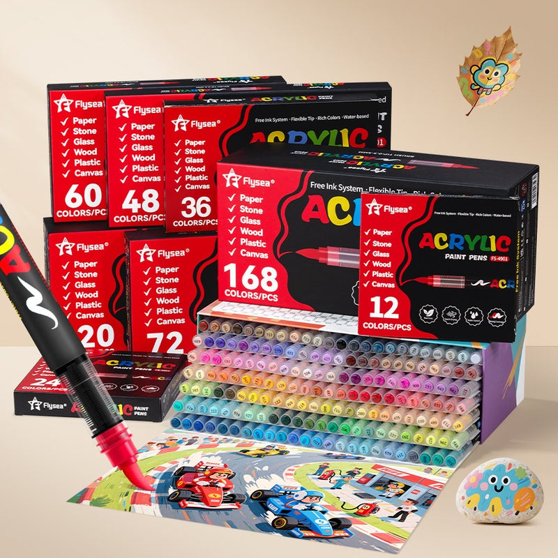 Flysea 4901 Direct Liquid Acrylic Marker Pen - Large Capacity, Color-Stackable, Non-Transparent Painting & Graffiti Brush - Image 2