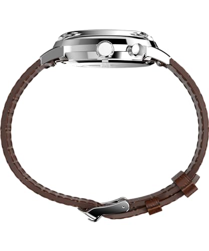 Timex Men's Marlin Moon Phase 40mm Watch - Brown Strap Rose Gold-Tone Dial Stainless Steel Case - Image 2