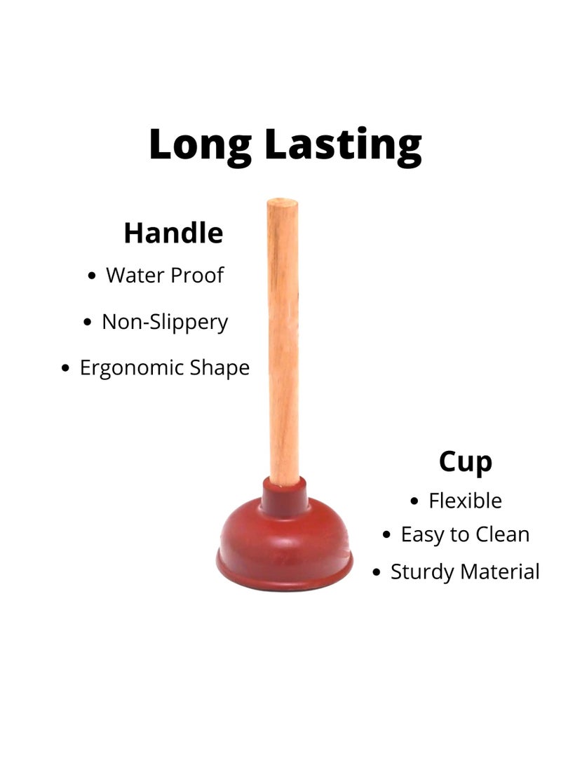 Sink Plunger, 3 Pcs Sink Plunger Kitchen Sink Unblocker Heavy Duty Unblocking Effective Tool, with 9” Wooden Handle, Oilet Pump Unblocker for Kitchen, Sink, Shower and Floor Drains - Image 4