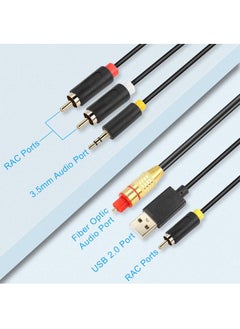 USB Digital Fiber Optical Analog Audio Cable AUX SPDIF Digital Coaxial to 3.5mm + 2 RCA Jack Audio Converter Cable for TV, PS4, Blu-Ray Player, Multimedia Speaker - pzsku/Z677C7C6829CD92919910Z/45/_/1735140490/c1e6b50c-ae56-4aec-91a5-c585fc7d47ff