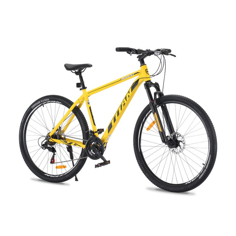 Mogoo Titan Aluminum Alloy Mountain Bike 29 Inch | 21-Speed MTB for Adults | Mechanical Disc Brakes, Front Suspension, Internal Cables, Adjustable Seat - Solar - Image 2
