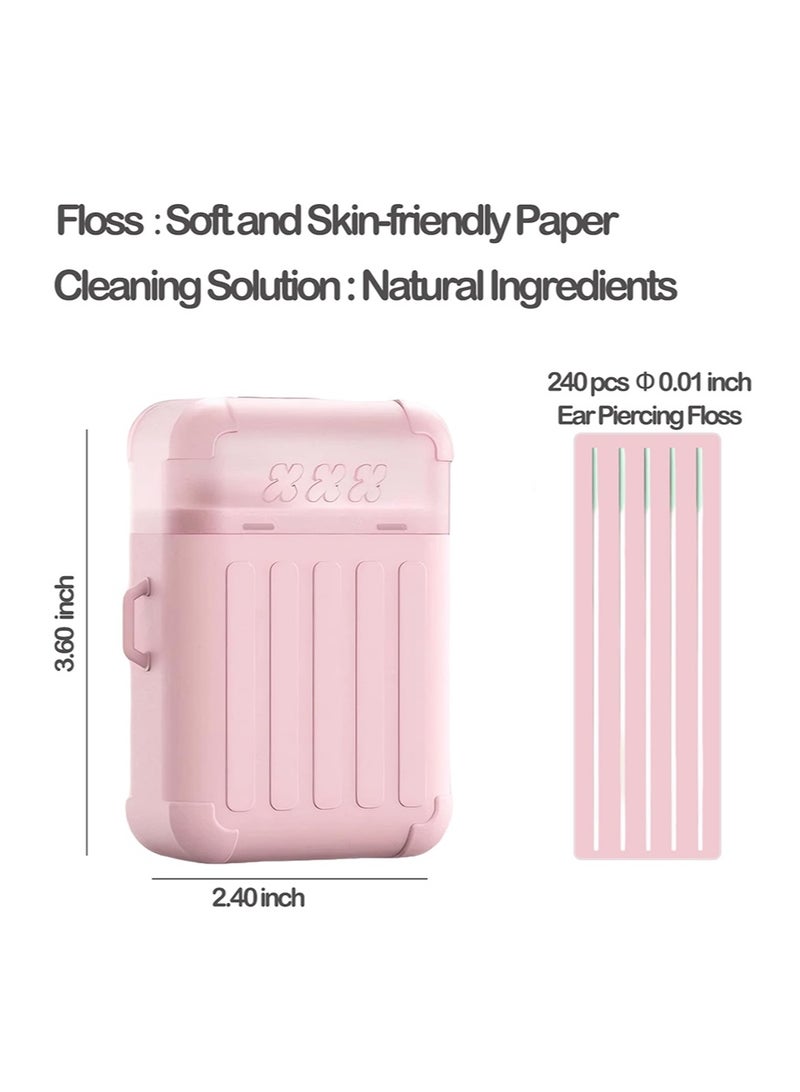 هالونهي منظف ​​ثقب الأذن، منظف ثقب الأذن، مجموعة تنظيف ثقب الأذن مع 240 قطعة من خيط تنظيف ثقب الأذن القابل للاستخدام مرة واحدة ومحلول تنظيف 15 مل (رائحة الورد) - Image 5