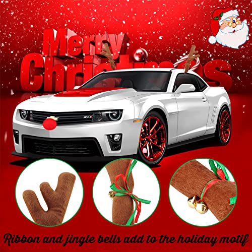 Hydencamm Car Reindeer Antler Kit Nose, Car Reindeer Antlers Christmas for Car Window Roof-Top & Front Grille, Auto Reindeer Antler and Nose Kit Decoration Set for Car SUV Van Truck by Hydencamm - Image 4