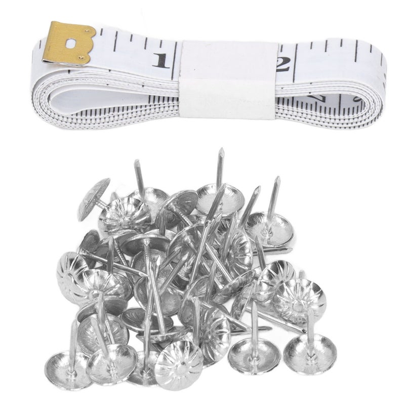 100Pcs Upholstery Tack Decorative Nail Pin Head Carbon Steel Set Kit for Furniture Silver - Image 1