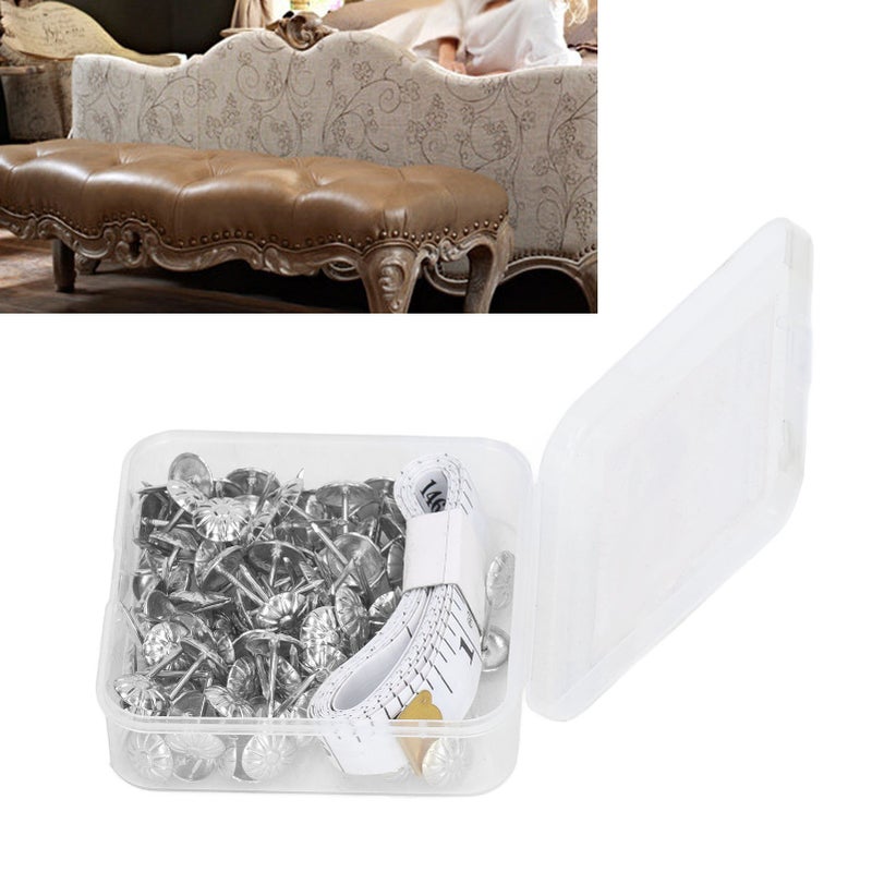 100Pcs Upholstery Tack Decorative Nail Pin Head Carbon Steel Set Kit for Furniture Silver - Image 5