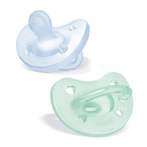 Chicco PhysioForma 100% Soft Silicone One Piece Pacifier for Babies Aged 0-6 Months | BPA & Latex Free | Reusable Sterilizing Case | Light Blue, 4pk - Image 1