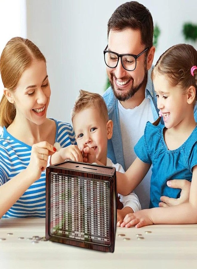 Fiddlys Wooden Piggy Bank for Kids | ₹50,000 Savings Challenge Money Box | Cash Vault Coin Bank for Children | Reusable Interchangeable (Wood) - Image 3