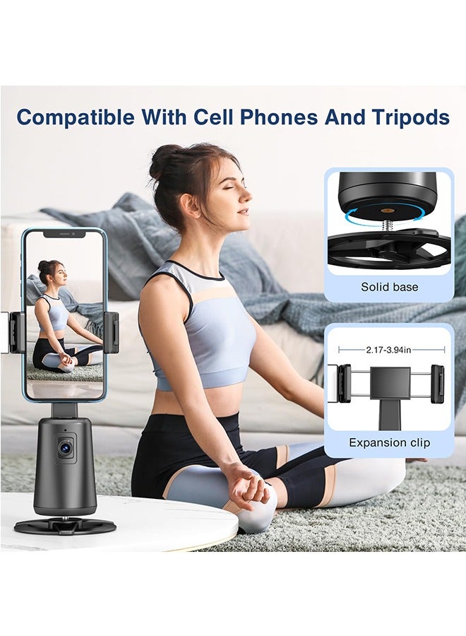 Auto Face Tracking Tripod 360° Rotating Auto Tracking Phone Stand, No App, Phone Camera Stand with Remote and Gesture Control, Rechargeable Smart Shooting Stand for Live Video Recording Tiktok（Black） - Image 5