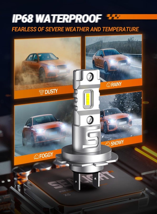 SEALIGHT H7 Fog Bulbs, 30000LM Super Brighterness 1:1 Mini Size, 6500K Cool White Fog Lights with 15000RPM Cooling Fan, Truly Plug And Play, Pack of 2 - Image 5