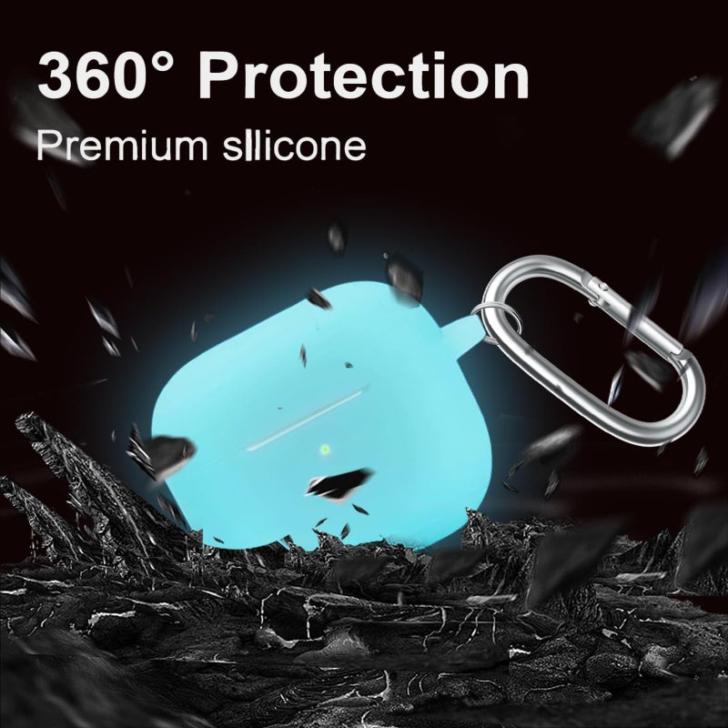Woyinger for Airpods 4th Case Cover, Come with Cleaner Kit,Soft Skin Silicone Case Cover with Keychain, Front LED Visibl, Full Protective Caseï¼ŒCompatible with AirPods 4th(Nightglow Blue) - Image 4
