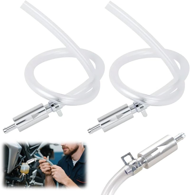 2 Set Brake Bleeder Hose Kit with One-Way Check Valve, Upgraded Universal Brake Fluid Bleeding Tool for Car and Motorcycle Clutch Systems, Includes 2 Screw Caps & Spring Clamps - Image 1