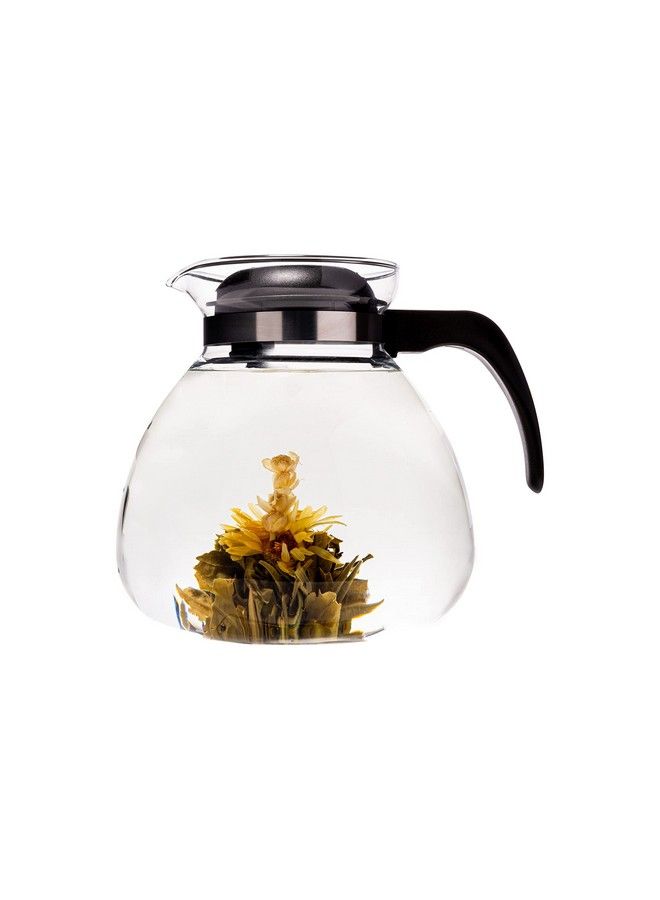 SIMAX Glassware 2.5 Quart Glass Teapot | Short Spout Stay Cool Plastic Handle And Lid Stovetop And Dishwasher Safe Heat Cold And Thermal Shock Resistant Borosilicate Glass - Image 1