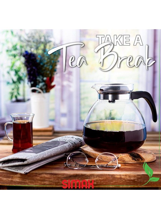 SIMAX Glassware 2.5 Quart Glass Teapot | Short Spout Stay Cool Plastic Handle And Lid Stovetop And Dishwasher Safe Heat Cold And Thermal Shock Resistant Borosilicate Glass - Image 5