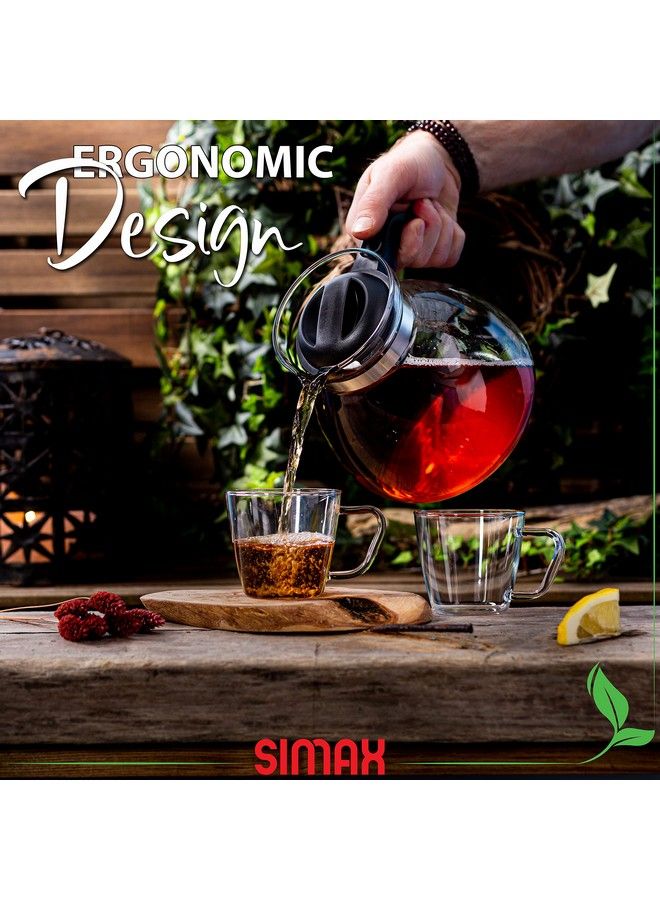 SIMAX Glassware 2.5 Quart Glass Teapot | Short Spout Stay Cool Plastic Handle And Lid Stovetop And Dishwasher Safe Heat Cold And Thermal Shock Resistant Borosilicate Glass - Image 4
