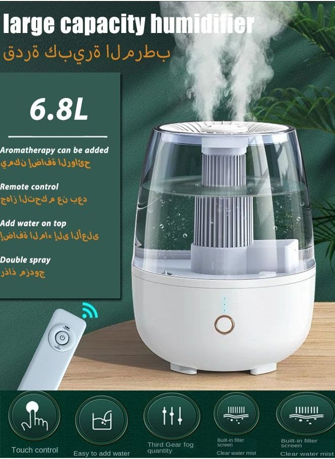 Mi VAZA - 6.8L Double Spray Air Humidifier - Large Capacity Essential Oil Diffuser - Moisturizing Machine - Fragrance Diffuser - Auto Shut-Off -  With Remote Control - Image 1