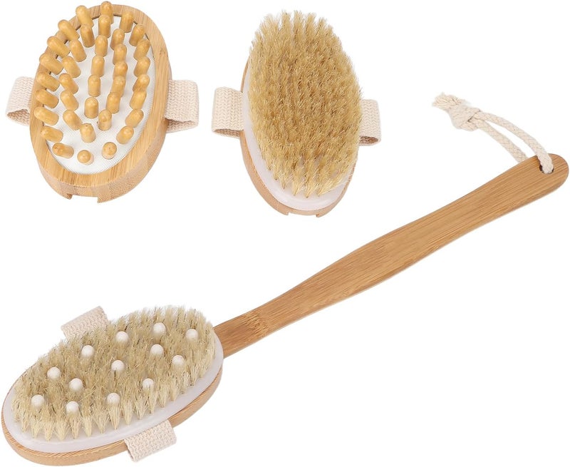 klarako 4pcs Brushing Body Brush Set, Long Handle Wet and Dry Dry Skin Brush for Exfoliating and Improving Dry Skin - Image 1