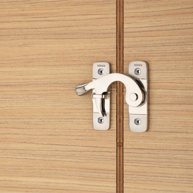 Sardar DL-05 Brass Flip Latch| Double Door Lock Hardware|Safety Door Latch Lock| Heavy Duty Door Stopper (Silver Left) - Image 5