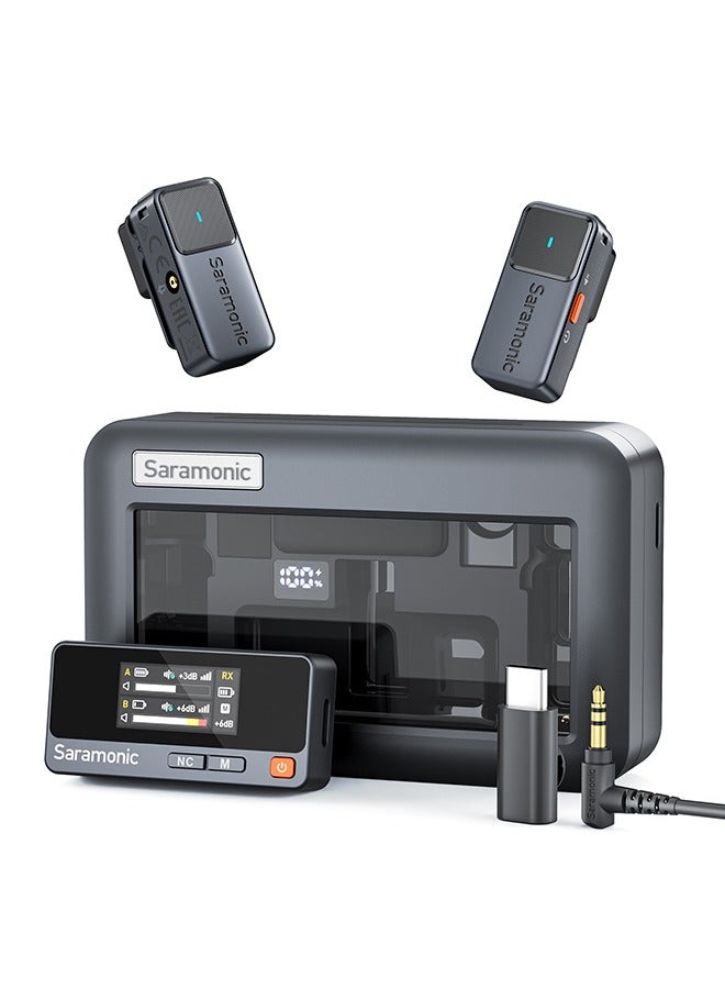 سارامونيك ميكروفون Saramonic Air اللاسلكي Lavalier لـ iPhone Android (2TX + USB-C RX + حالة الشحن) ، إلغاء الضوضاء ، 300M ، ميكروفون صغير لـ Tiktok Youtube بث حي ، مقابلة ، بودكاست ، فلوغ  - Image 1