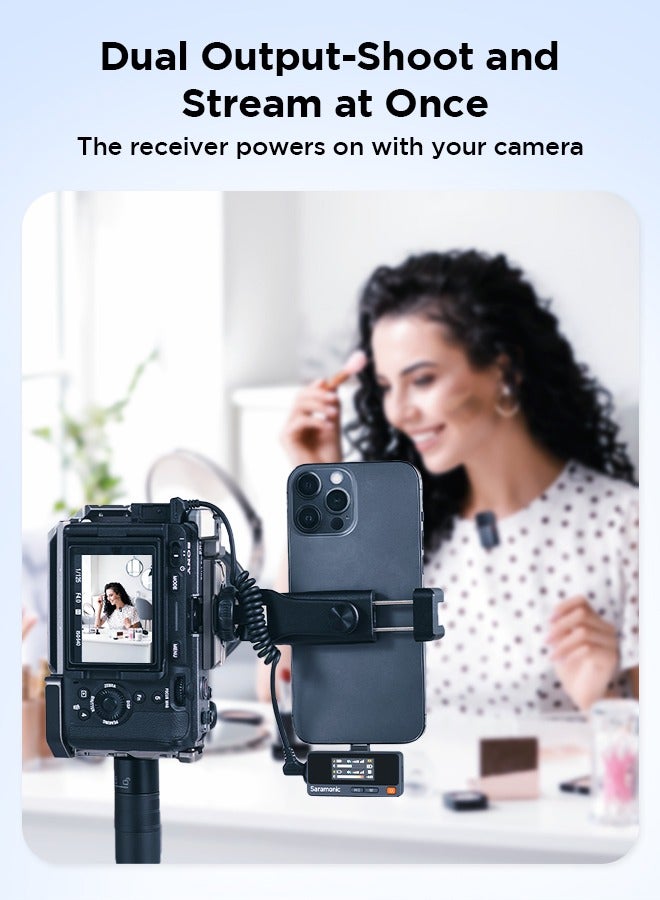 سارامونيك ميكروفون Saramonic Air اللاسلكي Lavalier لـ iPhone Android (2TX + USB-C RX + حالة الشحن) ، إلغاء الضوضاء ، 300M ، ميكروفون صغير لـ Tiktok Youtube بث حي ، مقابلة ، بودكاست ، فلوغ  - Image 2
