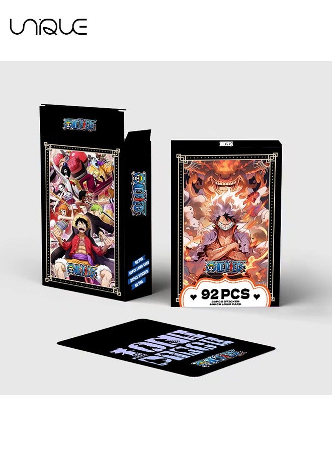 Unique 92 Pcs ONE PIECE Lomo Card - Laser Card - 60Pieces Double-sided LOMO Card - 30 Pcs Random Stickers - HD Color Printed Collector Card Sticker - Photo Card Decoration for Collector Fans - Image 5