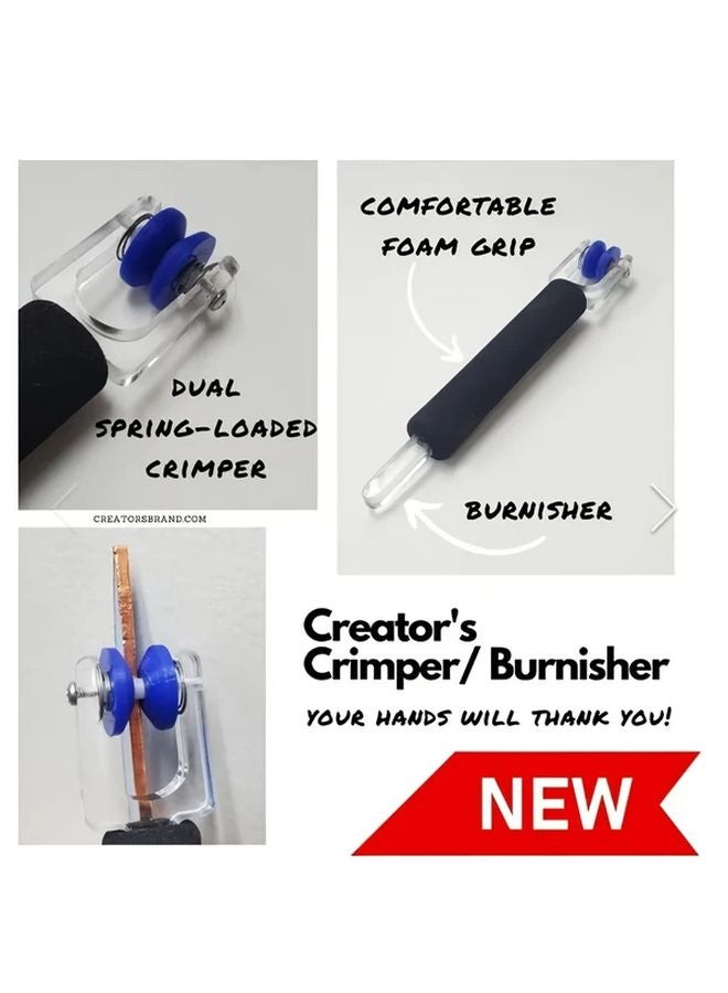 1pc Adjustable Glass Crimper Burnisher Tool Dual Spring Loaded Rollers Comfortable Foam Grip - Image 2