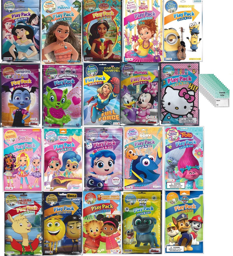 Bendon Publishing Play Pack Grab and Go Assorted Set For Girls Princess and Many More 12 Different Packs Guaranteed and 12Thank You Cards Great for Party Favors and Supplies - Image 4