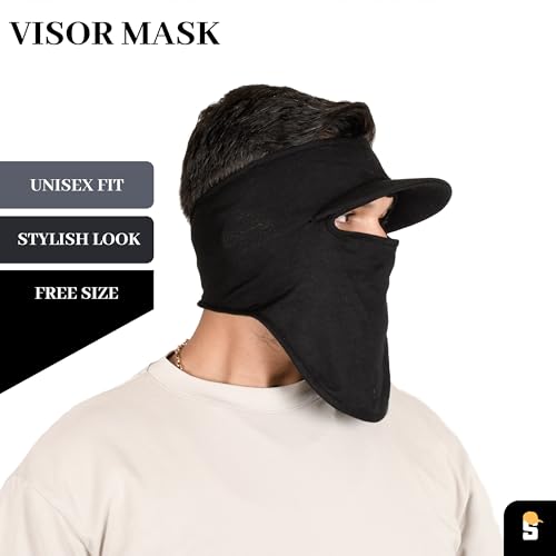 SOUL eTHICS R2 Cotton Visor Face Mask | Unisex Balaclava | Full Face Ninja Mask | Unisex Bike Riding & Cycling, Anti Pollution Dust & Sun Protection Full Face Cover Reusable Visor Mask (Black) - Image 3