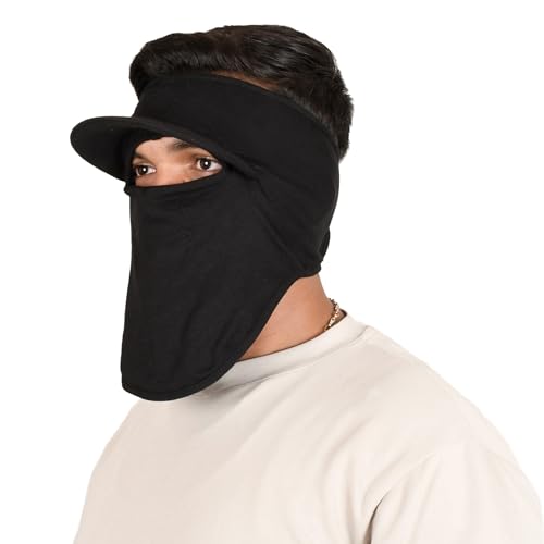 SOUL eTHICS R2 Cotton Visor Face Mask | Unisex Balaclava | Full Face Ninja Mask | Unisex Bike Riding & Cycling, Anti Pollution Dust & Sun Protection Full Face Cover Reusable Visor Mask (Black) - Image 1