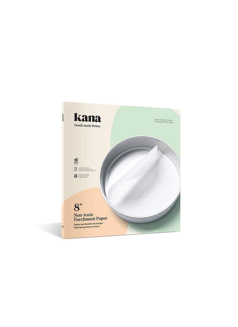 Kana Lifestyle Kana Parchment Paper Baking Circles  100 Precut Rounds 8 inch_Ideal for Baking Cakes Pastries  Cheesecakes  Suitable for tortilla Press 