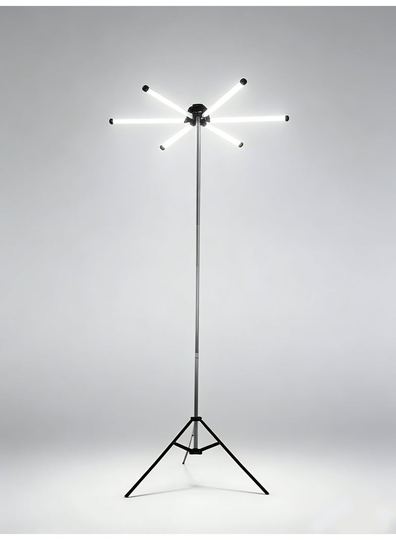 كروني مصباح تخييم احترافي Crony Vip-08 بقوة 120 واط - رأس إضاءة سداسي سداسي الجوانب بقوة 12000 لومن، مجموعة كاملة مع حامل ثلاثي القوائم بطول 3.5 متر وجهاز تحكم عن بُعد للمناسبات الخارجية - Image 2