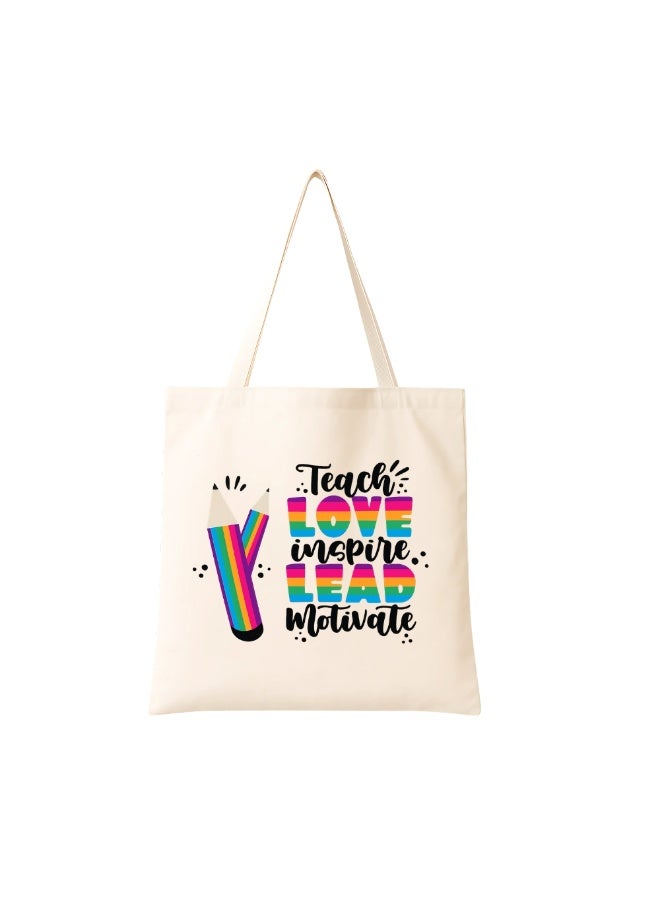 Teacher's day Gift Cotton Bag with Funny Design - Reusable Canvas Tote Bag - Eco Friendly - Lightweight - Grocery Shopping Bag - Gifts for Teacher - School - Office - Travel - Image 1