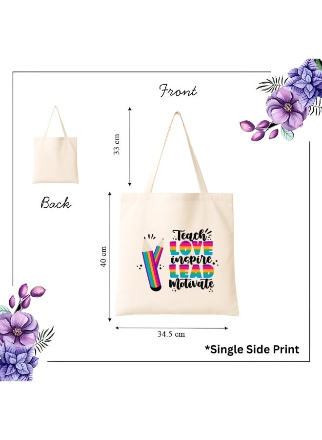 Teacher's day Gift Cotton Bag with Funny Design - Reusable Canvas Tote Bag - Eco Friendly - Lightweight - Grocery Shopping Bag - Gifts for Teacher - School - Office - Travel - Image 4