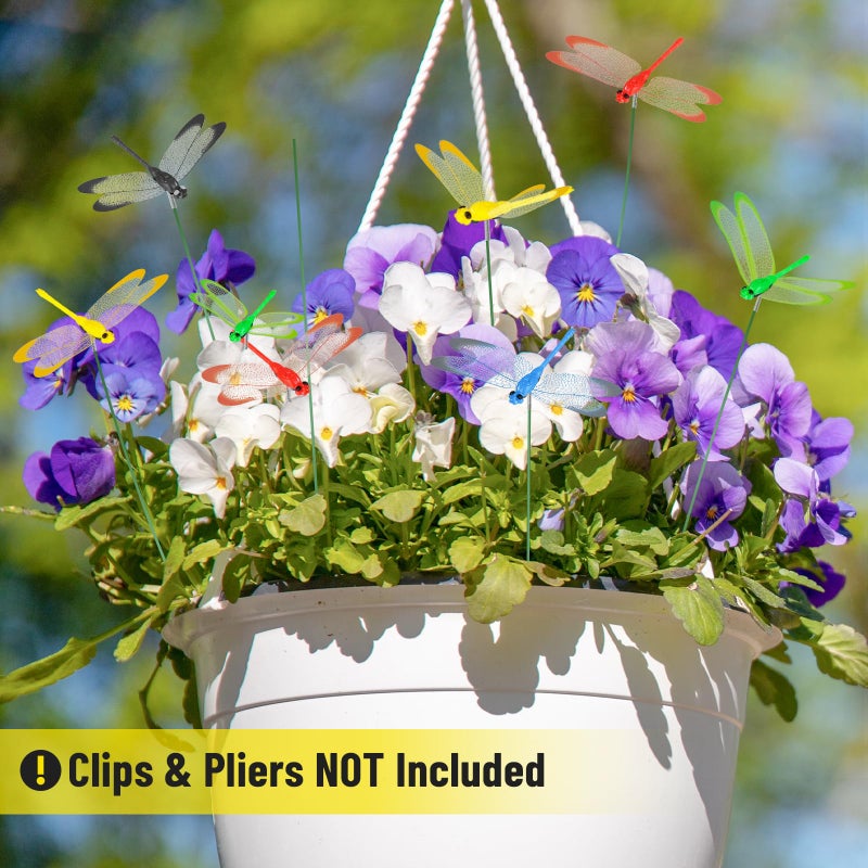 NiHome 9.8" Dragonfly Decorative Garden Stakes for Outdoor & Indoor, Waterproof PVC Wings & Durable Plastic Body for Flower Beds, Potted Plants, Walls (30PCS, Clips & Pliers NOT Included) - Image 2