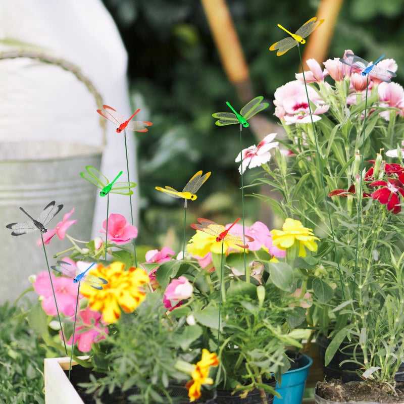 NiHome 9.8" Dragonfly Decorative Garden Stakes for Outdoor & Indoor, Waterproof PVC Wings & Durable Plastic Body for Flower Beds, Potted Plants, Walls (30PCS, Clips & Pliers NOT Included) - Image 4