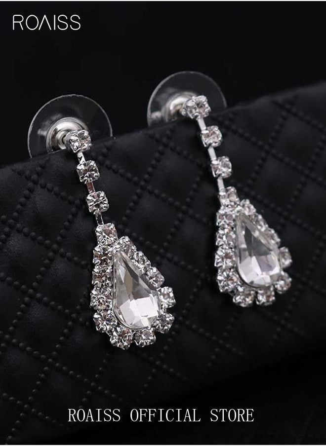 3 Pcs Rhinestone Necklace Earrings Set Drop-shaped Pendant V-neck Chain Ear Dangle Bridal Evening Dress Accessories for Women Silver/Clear - pzsku/Z677D2357C3716C0E8188Z/45/_/1641376912/c6daab8a-d415-4d44-b3ec-30e6400a3e6f