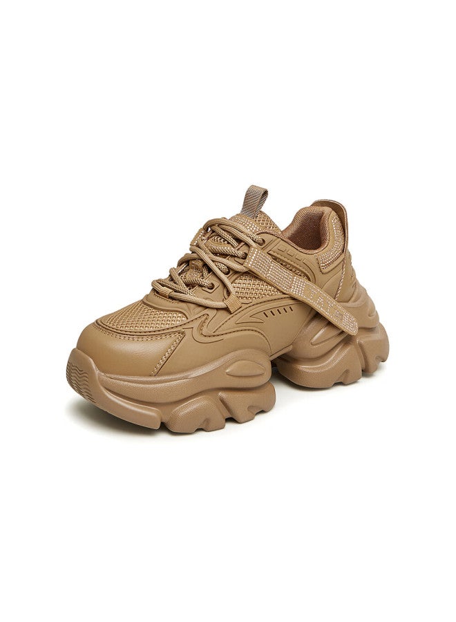 Tata Tata Bubble Cream White Dad Sneakers Women's Height Increasing Casual Shoes Thick Sole Brown (single Lining) Size 40 - Image 1