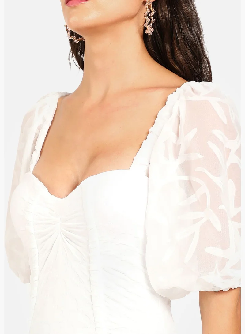 Haute Sauce Plunge Neck Puffed One Piece Swimsuit