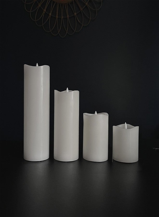 Stonebriar 3 Pack White Real Wax Assorted Size Flameless LED Pillar Candles with Remote and Timer - Image 5